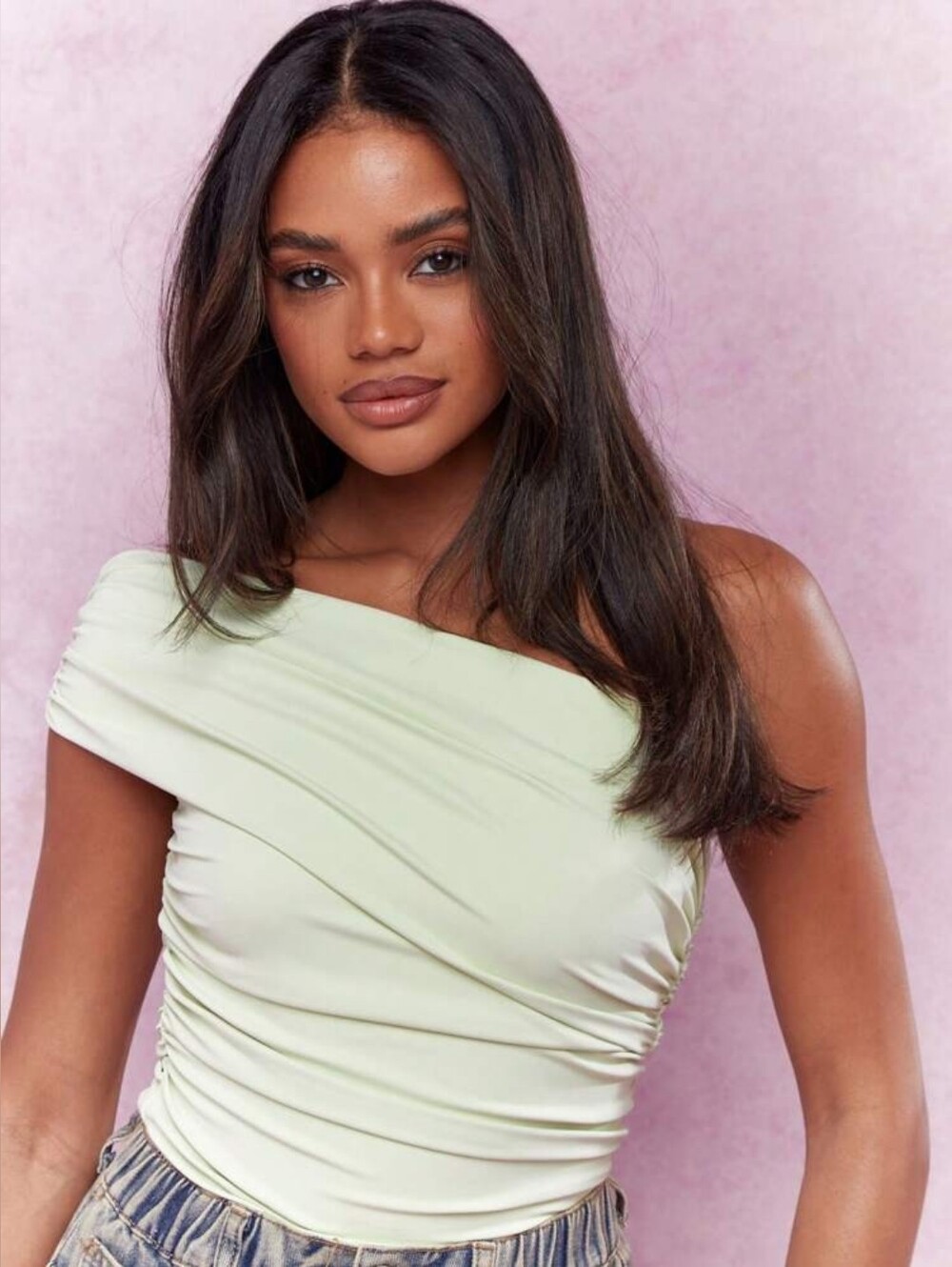 Missguided NWT One-Shoulder Ruched Tank Top in Pale Mint XL